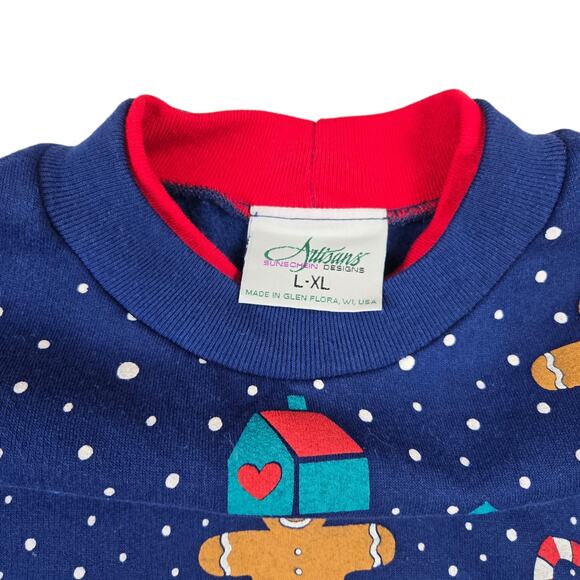 Vintage Christmas Sweaters Artisans Designs Size Large XL Gingerbread Candy Cane - Picture 6 of 6